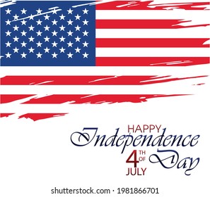 Happy independence day of united states.brush flag of united state vector illustration