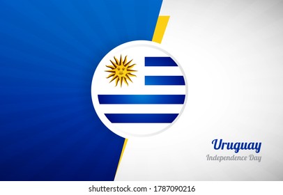 Feliz día de la independencia de Uruguay saludando a los antecedentes. Resumen Ilustración de la bandera de Uruguay