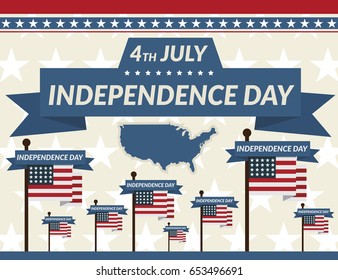 Happy Independence Day of the USA 4 th july. Vector illustration. Flat design.