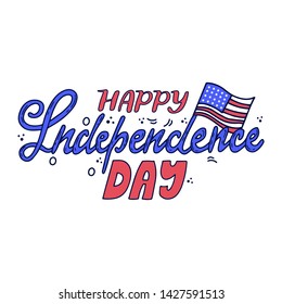 Happy Independence day. USA. 4th July. Handdrawn conceptual illustration on American holidays. Doodle style. Poster or greeting card. Vector