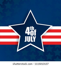 Happy Independence Day USA. American national colors. Fourth of July. Vector illustration of greeting card with stars.