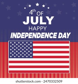Happy Independence Day USA background with united states flag. 4th of july banner, greeting card. Vector