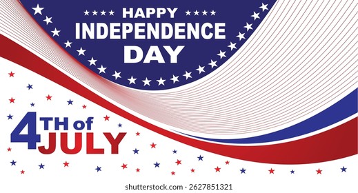 Happy Independence Day USA background with the United States flag. Perfect for 4th of July banners, greeting cards, celebration posters, and American national holiday designs. Includes festive colors,