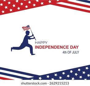Happy Independence Day USA background with united states flag. 4th of july banner. waving American flag, vector illustration.