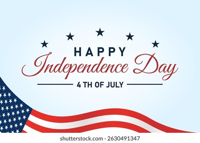 Happy Independence Day USA background with United States flag and stars. 4th of July banner, greeting card.