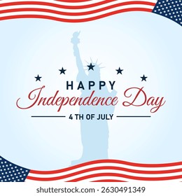 Happy Independence Day USA background with United States flag and stars. 4th of July banner, greeting card.