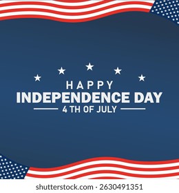 Happy Independence Day USA background with United States flag and stars. 4th of July banner, greeting card.