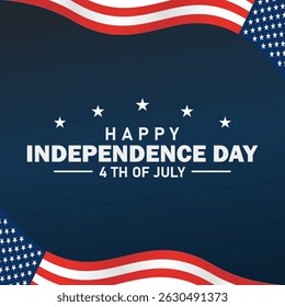 Happy Independence Day USA background with United States flag and stars. 4th of July banner, greeting card.