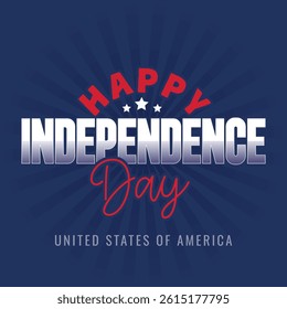 Happy Independence Day USA banner template with bold typography vector illustration.  4th of July celebration poster flyer. fourth of July greeting card editable text.