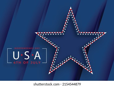 Happy Independence day of USA card with red paper cut style on color background for festive national anniversary of USA, on July 4