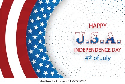 Happy Independence day of USA card with red paper cut style on color background for festive national anniversary of USA, on July 4