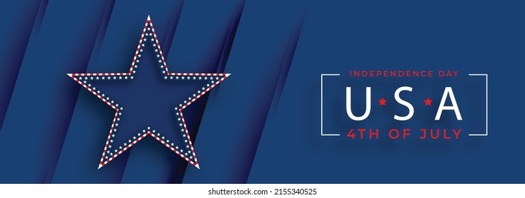 Happy Independence day of USA card with red paper cut style on color background for festive national anniversary of USA, on July 4