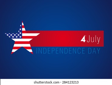 Happy Independence Day USA creative banner. Isolated abstract graphic design template. Red, blue, white colors. Calligraphic lettering. Decorative logotype concept, colorful congrats. Flag background.