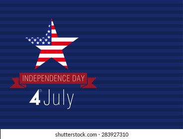 Happy Independence Day USA empty banner. Isolated abstract graphic design template. Red, blue, white colors. Calligraphic lettering. Decorative calligraphy, colorful congrats. Stripes background.