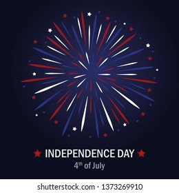 happy Independence Day usa firework in blue and red colors vector illustration EPS10