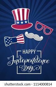 Happy Independence Day USA. Fourth of July. Patriotic attributes, party invitation. Vector illustration EPS10.