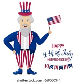 Happy Independence Day USA. Fourth of July.  Patriotic attributes, party invitation. Vector illustration EPS10.