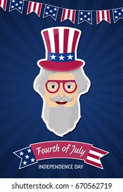 Happy Independence Day USA. Fourth of July. Patriotic attributes, party invitation. Vector illustration EPS10.