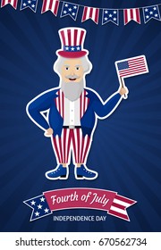 Happy Independence Day USA. Fourth Of July. Patriotic Attributes, Party Invitation. Vector Illustration EPS10.