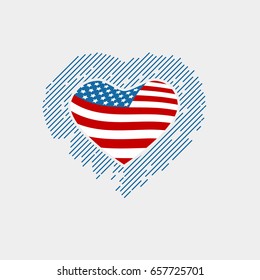 Happy independence day USA, Heart and Flag