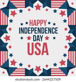 Happy independence day USA  Patriotic border. Blue and red patriotic stars and stripes page border or frame design. vector illustration on white background.