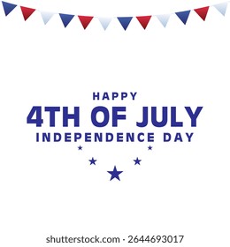 Happy Independence Day for USA text and white background banner poster and social media post design. eps vector illustration symbol and sign. united state of America. 