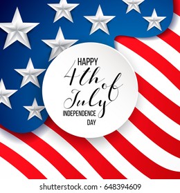 Happy independence day of USA (United States of America) 4 Fourth of July celebration banner, greeting card design with stripes, stars. USA freedom background. USA. Independence day. Liberty. USA.