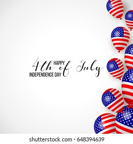 Happy independence day of USA (United States of America) 4 Fourth of July celebration banner, greeting card design with balloons,confetti. USA freedom background. USA. Liberty. Independence day USA.