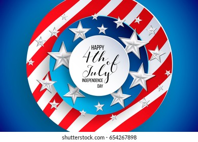 Happy independence day of USA (United States of America) 4 Fourth of July celebration banner, border design with balloons, fireworks,confetti, ribbon. USA freedom background. Liberty.