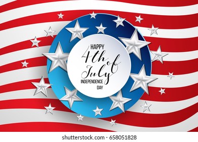 Happy independence day of USA (United States of America) 4 Fourth of July celebration banner, greeting card design with balloons, fireworks,confetti, ribbon. USA freedom background. USA. Liberty.
