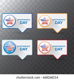 Happy Independence Day USA vector label isolated on transparent background. 4th july american holiday design elements.