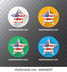 Happy Independence Day USA vector label isolated on transparent background. 4th july american holiday design elements.