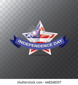 Happy Independence Day USA vector label isolated on transparent background. 4th july american holiday design elements.