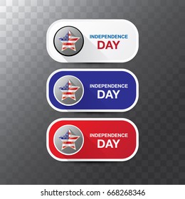 Happy Independence Day USA vector label isolated on transparent background. 4th july american holiday design elements.