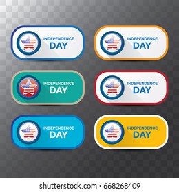 Happy Independence Day USA vector label isolated on transparent background. 4th july american holiday design elements.