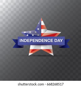 Happy Independence Day USA vector label isolated on transparent background. 4th july american holiday design elements.