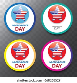 Happy Independence Day USA vector label isolated on transparent background. 4th july american holiday design elements.