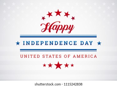 Happy Independence Day USA white background with the United States flag. 4th of July USA independence day celebration vector illustration