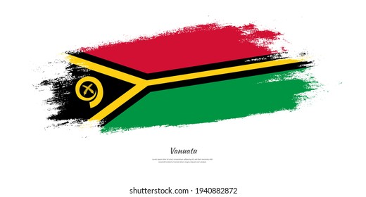 Happy independence day of Vanuatu with national flag on artistic stain brush stroke background