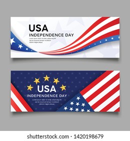 Happy independence day vector, america flag banners collection design background, illustration