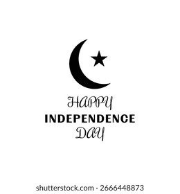 Feliz diseño de Vector del Día de la Independencia con media luna y estrella para celebraciones nacionales