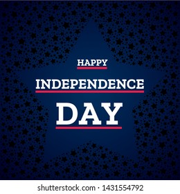 Happy Independence Day vector illustration. 4th of July greeting card with red lines and blue stars on background.