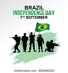 happy independence day. vector illustration of Brazilian soldier with flag. poster, banner , template design