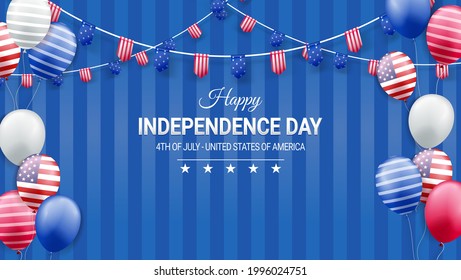  Happy Independence Day Vector Illustration.Fourth of July. Suitable for greeting card, poster and banner.