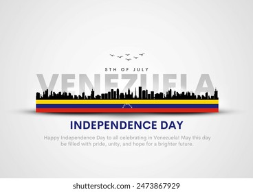 Happy Independence Day Venezuela 5 Juli Grüße 3D. abstrakte Vektorillustration Design.