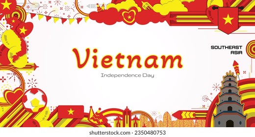 Feliz Día de la Independencia de Vietnam, diseño de fondo de ilustración, cartel, plantilla de medios sociales