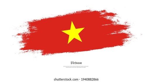 Happy independence day of Vietnam with national flag on artistic stain brush stroke background