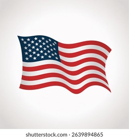 Happy independence day waving flag of the United States of America. illustration of wavy American Flag for Independence Day. vector illustration isolated on white background.