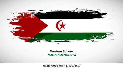 Happy independence day of Western Sahara. Brush flag of Western Sahara vector illustration. Classic watercolor concept of national brush flag background
