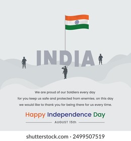 Feliz Día de la Independencia desea Día de la Independencia de la India Vector Creativo Día de la República de la India desea 77º Día de la Independencia Saludos 15 de agosto 